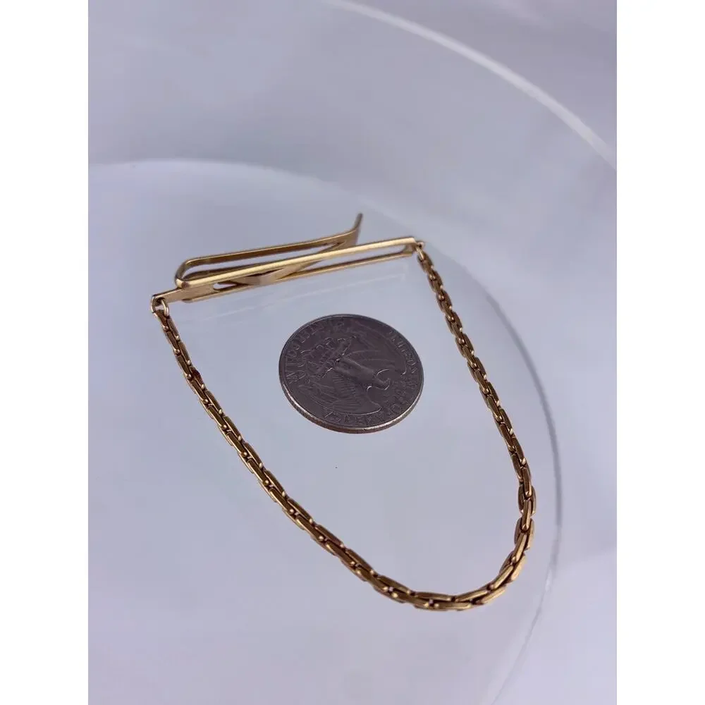 C Link Chain 16k Gold Plated Tie Clip Bar Kreisler Retro Formal Vintage O1
